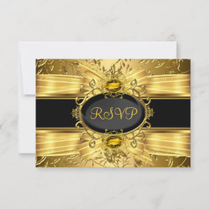 Elegant Gold Leaf & Gem 50th Anniversary RSVP