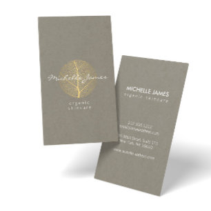 Elegant Gold Leaf Logo on Tan Cardboard Look Business Card