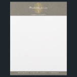 Elegant Gold Leaf Logo on Tan Cardboard Look Letterhead<br><div class="desc">Coordinates with the Elegant Gold Leaf Logo on Tan Cardboard Look Business Card Template by 1201AM. An elegant faux gold leaf pattern set in a circle with your name or business name across the top of this personalized letterhead creates an intriguing and sophisticated logo for your brand. Set on a...</div>