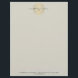 Elegant Gold Leaf Logo on Tan Letterhead<br><div class="desc">An elegant motif of a gold leaf pattern in a circular shape is combined with your name or business name on this stylish letterhead design. Personalize for yourself in any way you like, Great for salons, spas, life coaches, wellness centres, skincare brands and more. Original art and design © 1201AM...</div>