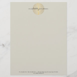 Elegant Gold Leaf Logo on Tan Letterhead