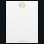 Elegant Gold Leaf Logo on White<br><div class="desc">An elegant motif of a gold leaf pattern in a circular shape is combined with your name or business name on this stylish letterhead design. Personalize for yourself in any way you like, Great for salons, spas, life coaches, wellness centres, skincare brands and more. Original art and design © 1201AM...</div>