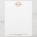 Elegant Gold Leaf Logo on White Letterhead<br><div class="desc">An elegant motif of a gold leaf pattern in a circular shape is combined with your name or business name on this stylish letterhead design. Personalize for yourself in any way you like, Great for salons, spas, life coaches, wellness centres, skincare brands and more. Original art and design © 1201AM...</div>