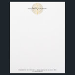 Elegant Gold Leaf Logo on White Letterhead<br><div class="desc">An elegant motif of a gold leaf pattern in a circular shape is combined with your name or business name on this stylish letterhead design. Personalize for yourself in any way you like, Great for salons, spas, life coaches, wellness centers, skincare brands and more. Original art and design © 1201AM...</div>