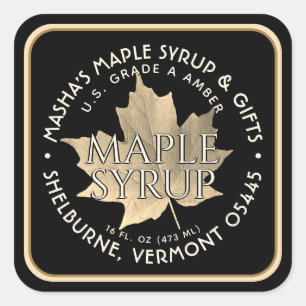 Elegant Gold Leaf Maple Syrup Sticker 1.5" or 3" 