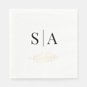 Elegant Gold Leaf Monogram Wedding  Napkin