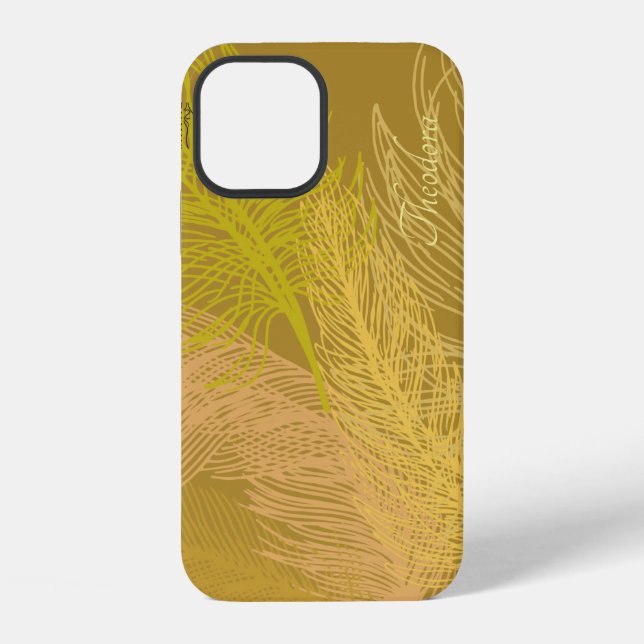 Elegant Gold Leaf Olive Background iPhone Case (Back)