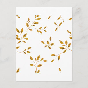Elegant Gold Leaf Pattern Autumn Floral Envelope Postcard