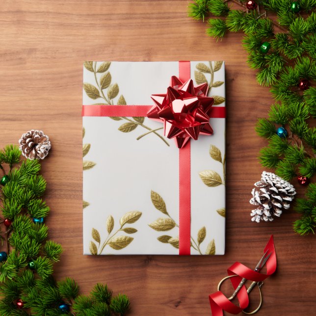 Elegant Gold Leaf Wrapping Paper | Luxury Botanica (Holiday Gift)
