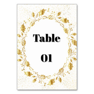 Elegant Gold Leaf Wreath Wedding Table Number Card
