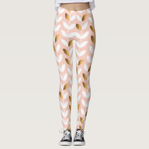 Elegant Gold Leafs: Rosy Vintage. Leggings