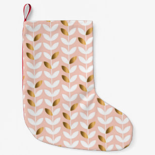 Elegant Gold Leafs: Rosy Vintage. Small Christmas Stocking