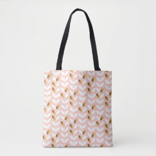 Elegant Gold Leafs: Rosy Vintage. Tote Bag