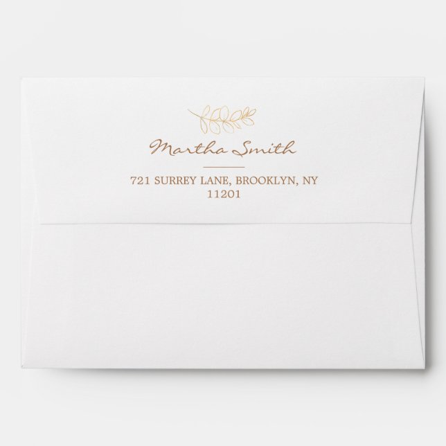 Elegant Gold Leave Wedding Envelope (Back (Top Flap))