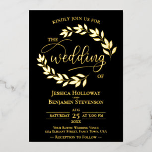 Elegant Gold Leaves on Black Classy Wedding