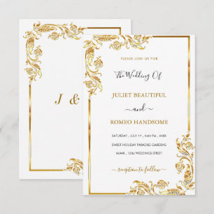 Elegant Gold Leaves Your Wedding Invitation Card