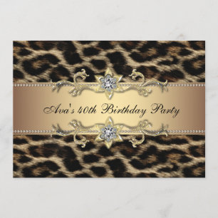 Elegant Gold Leopard 40th Birthday Party Invitation