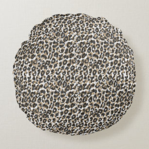 Elegant gold leopard animal print pattern round pillow