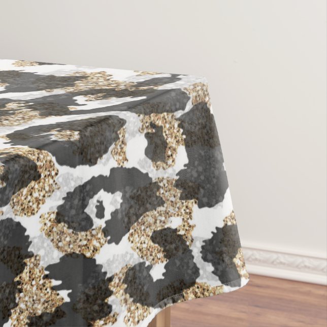 Elegant gold leopard animal print pattern tablecloth (In Situ)