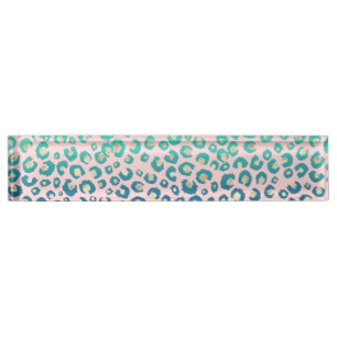 Elegant Gold leopard print Blue Mint Gradient Pink Nameplate