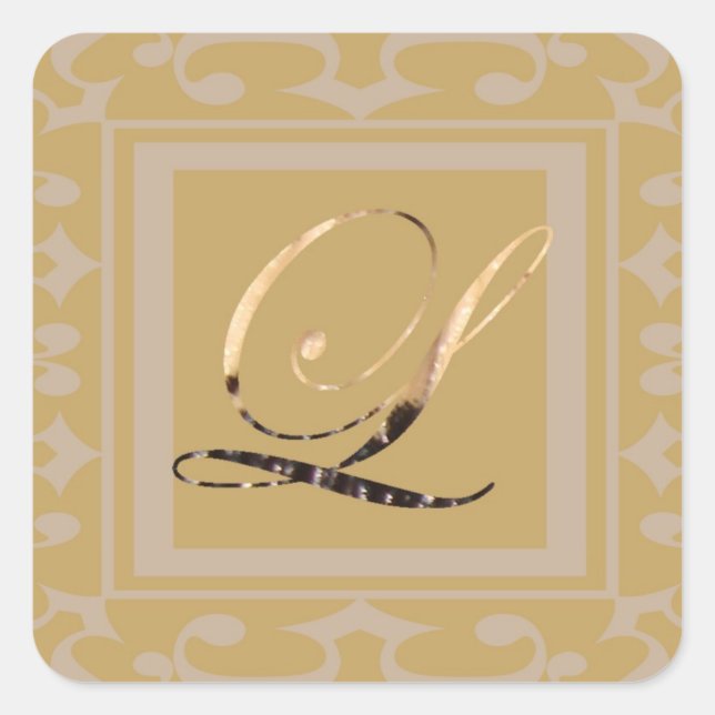 Elegant Gold Letter L Sophisticated Monogram Square Sticker (Front)