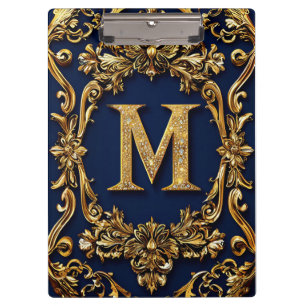 Elegant Gold Letter M Decoration Clipboard