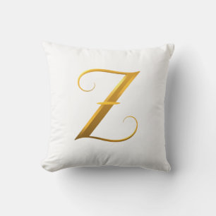 Elegant Gold Letter Z on Light Background Throw Pillow