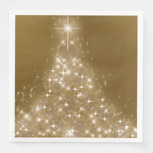 Elegant Gold Lighted Christmas Tree Napkin