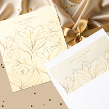 Elégant Gold Line Art Floral Mariage