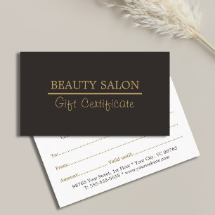 Elegant Gold Line Grey Beauty Gift Certificate