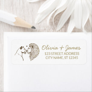 Elegant Gold Lion and Lioness Return Address  