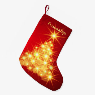 Elegant Gold Lit Christmas Tree Holiday Small Christmas Stocking