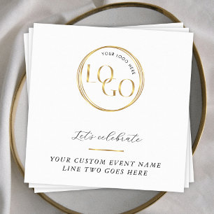 Elegant Gold Logo Corporate Business Event Branded Napkin