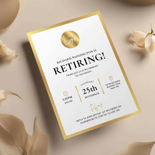 Elegant Gold Logo Formal Employee Retirement Party Invitation