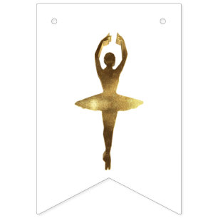 Elegant Gold Look Ballerina Ballet Dancer Party Bunting Flags