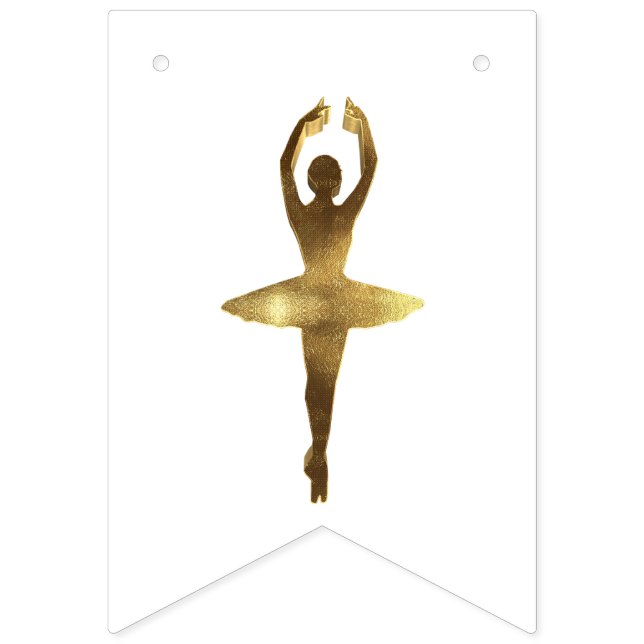 Elegant Gold Look Ballerina Ballet Dancer Party Bunting Flags (First Flag)