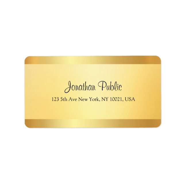 Elegant Gold Look Handwritten Script Template Label (Front)