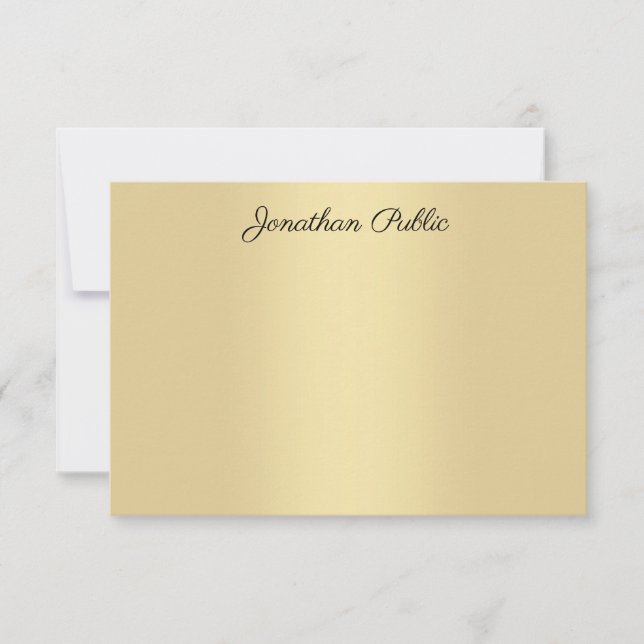 Elegant Gold Look Modern Handwritten Script Card (Front)