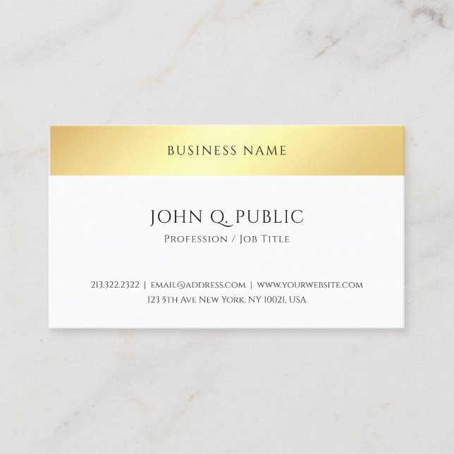 Elegant Gold Look Modern Simple Design Template Business Card (Front)