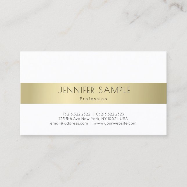 Elegant Gold Look Modern Sleek Plain Professional Business Card (Front)