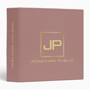 Elegant Gold Look Monogram Text Name Template Binder