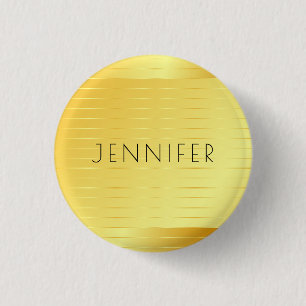 Elegant Gold Look Personalized Modern Template 1 Inch Round Button