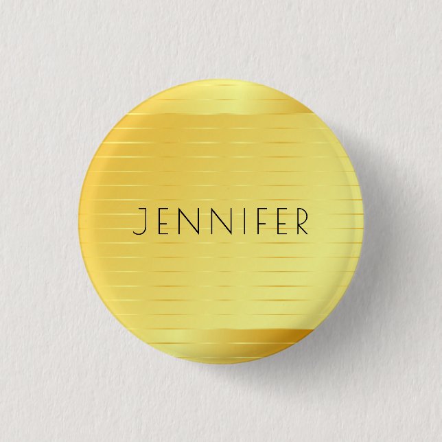 Elegant Gold Look Personalized Modern Template 1 Inch Round Button (Front)