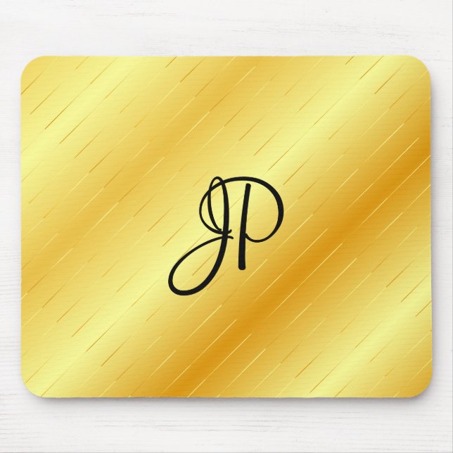 Elegant Gold Look Template Monogram Trendy Mouse Pad (Front)