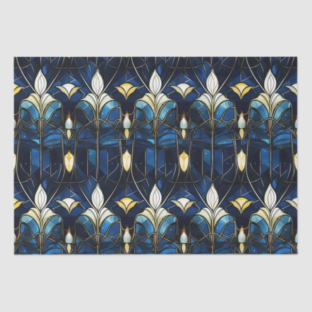 Elegant Gold Lotus Faux Stained Glass Pattern Tissue Paper (Front)