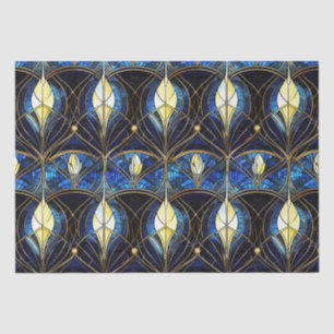 Elegant Gold Lotus Faux Stained Glass Pattern Tissue Paper
