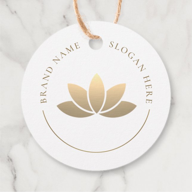 Elegant Gold Lotus Flower Branding Tag (Back)