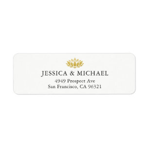 Elegant Gold Lotus Flower Custom Return Address