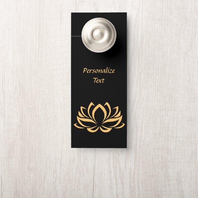 Elegant Gold Lotus Flower Zen Yoga Personalized Door Hanger (On Knob)