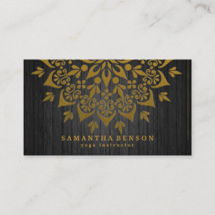 Elegant Gold Lotus Logo Yoga Meditation Wellness B Business Card